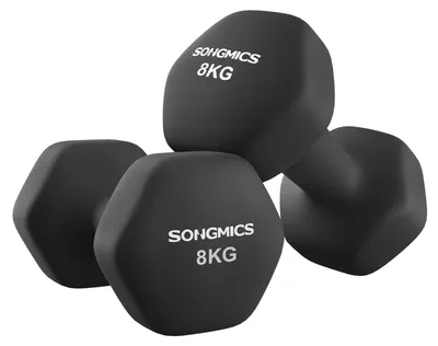 Produktbild von Neopren Kurzhantel Set - Hexagon Hanteln 2 x 8 kg - Set mit 2 Hanteln - Für Krafttraining Zuhause - Rutschfestes Design - Schwarz
