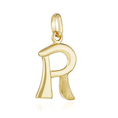 Produktbild von NKlaus Kettenanhänger Buchstabe R 333 Gelb Gold 8 Kt teilmatt 15x10mm Alphabet Amulett 13310
