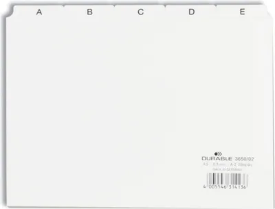 Produktbild von Leitregister A-Z A5quer PP 25-teilig weiß Packung mit 25 Stück