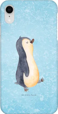 Produktbild von Mr. & Mrs. Panda Iphone XR Handyhülle Pinguin marschieren - Eisblau - Geschenk, Handy Case, Familie, Bruder, Pinguine, Zufrieden, Premium Kunststoff