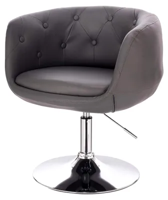 Produktbild von Retro Loungestuhl Panama Polsterstuhl Cocktailsessel mit Tellerfuß (Grau, Kunstleder)
