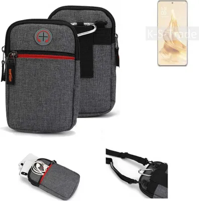 Produktbild von K-S-Trade Holster Gürteltasche kompatibel mit Oppo Reno9 Pro Handy Tasche Schutz Hülle grau Zusatzfächer 1x