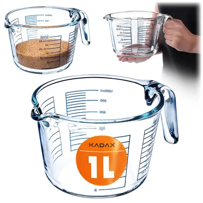 Obrázok produktu pre Sklenená odmerka KADAX, sklenená odmerka s ergonomickou rukoväťou (1 l), Obrázok generovaný UI