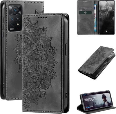 Produktbild von Mandala Handyhülle für Xiaomi Redmi Note 11 Pro RFID Schutz Klapphülle Case Cover Design Schutzhülle Farbe: Schwarz