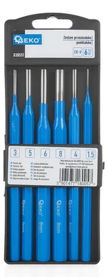 Obrázok produktu pre Sada vyrážačov - dierovačov 1,5 - 8mm Cr-V 6ks Geko