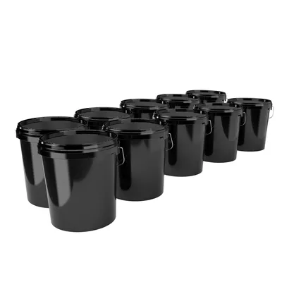 Produktbild von Eimer mit Deckel 16 L | Vorratseimer | Lebensmittelecht Schwarz | PP | 10 Stück