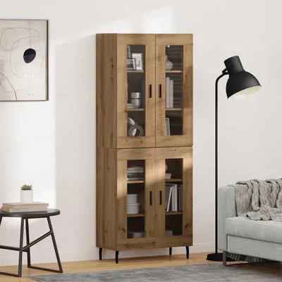 Image de vidaXL Meuble haut, 2 pièces, chêne artisanal, 69,5 x 34 x 180 cm, panneaux de particules