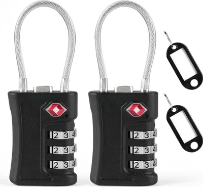 Produktbild von TSA Gepäckschlösser 3-stellige Kombination Sicherheitsschloss 2er-Pack