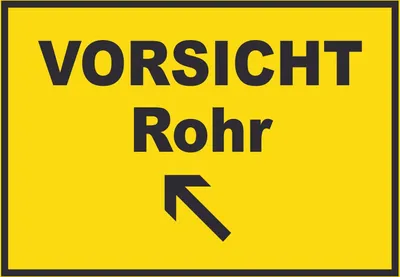 Produktbild von Vorsicht Rohr mit Richtungspfeil links oben Schild A3 (297x420mm)