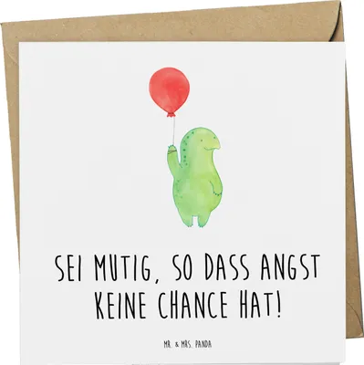 Produktbild von Mr. & Mrs. Panda Grußkarte Angst überwinden - Weiß - Geschenk, doppelkarte, Ermutigung, innere Stärke, Klappkarte, Freude, Inspiration, inspirierende Botschaften, Trost