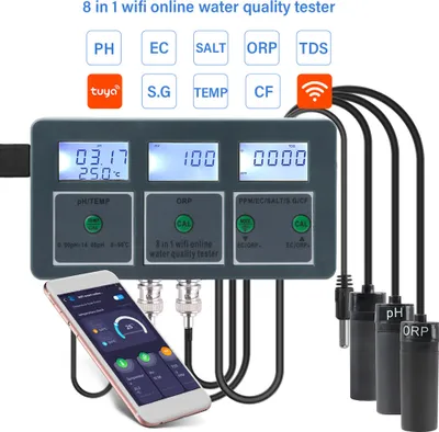 Zdjęcie produktu dla Tuya WiFi FishTank Tester jakości wody Wysoka dokładność do użytku domowego Maszyna do testowania jakości wody Analizator wody do akwariów Basen Hydroponika