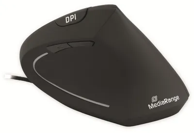 Produktbild von MediaRange MROS230, rechts, Vertikale Ausführung, Optisch, USB Typ-A, 2400 DPI, Schwarz