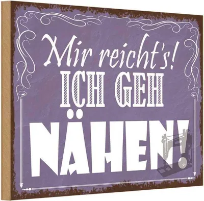 Produktbild von vianmo Holzschild 12x18 cm mir reicht`s ich geh nähen ! Dekoration