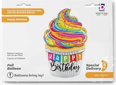 Produktbild von Special Delivery Folienballon "B-Day Cupcake" | 142 cm