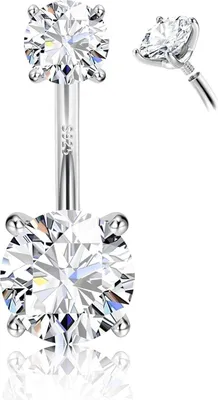 Obrázok produktu pre 14G 925 strieborný piercing do pupka zlatý titánový zirkónový piercing do pupka 6-12mm