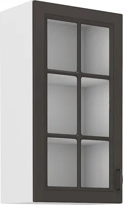 Image de Armoire haute supérieure vitrée SOPHIA – largeur 40 cm, gris foncé / blanc