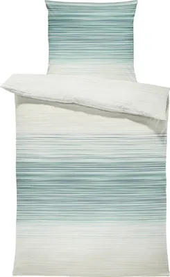 Produktbild von 4 teilig Bettwäsche 155x200 cm Streifen grün blau Pastell Renforcé Baumwolle
