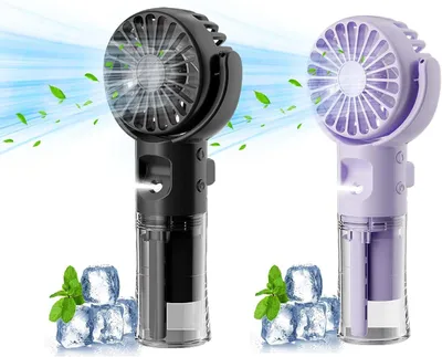 Produktbild von Handventilator mit Wasserkuehlung USB 4 Stufen Schwarz und Lila