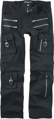 Produktbild von Gothicana by EMP Herren schwarze 2 in 1 Hose mit abnehmbaren Beinen und gruftigen Details W32L32