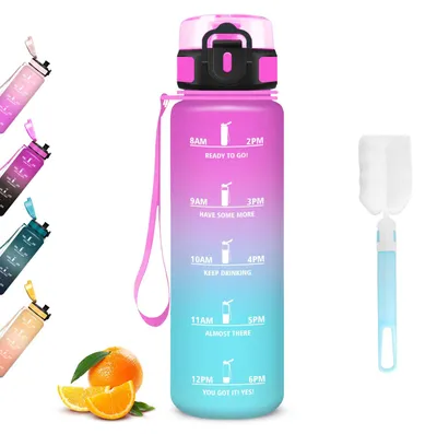 Produktbild von Mujigaga Wasserflasche 1l, Auslaufsichere Trinkflasche mit Zeitmarkierung