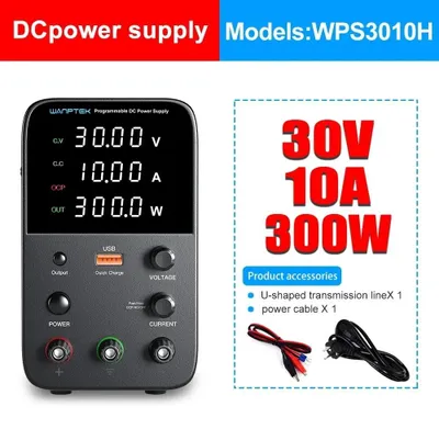 Image de Alimentation de laboratoire réglable, alimentation CC 30V 10A 300W, avec affichage numérique, charge rapide USB, sortie unique, prise EU 220V