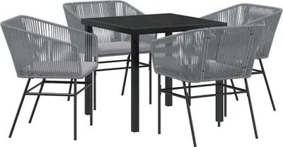 Produktbild von vidaXL Garten Essgruppe 5 pcs Grau Pulverbeschichteter Stahl