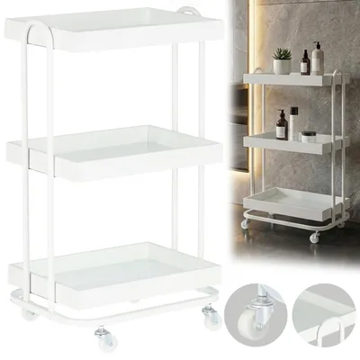 Image de Chariot de coiffeur cosmétique pour salon ST028 armoire universelle table roulante avec trois étagères