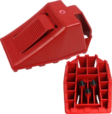 Image de 1x Cale de roue Cale de frein Cale de roue VL Camion Remorque Caravane avec système de blocage Crampons rouge