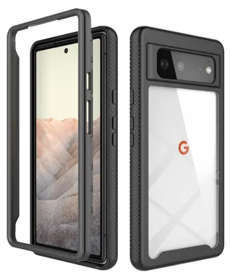 Immagine prodotto di Custodia Google Pixel 6, copertura posteriore trasparente ibrida, robusto paraurti in TPU, custodia antiurto per Google Pixel 6 nero