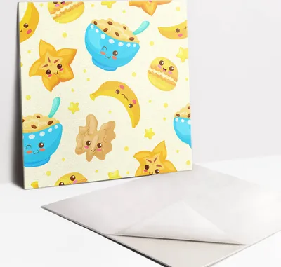 Produktbild von Fliesenaufkleber Set - 9 Stück Selbstklebende PVC Fliesen-Designs - Für Bad und Küche 30 x 30 - Cartoon -Süßigkeiten