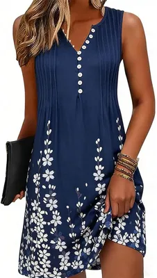 Productafbeelding van Zomerjurk voor dames in boho-stijl met V-hals, knielange lengte en bloemenprint