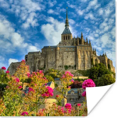 Produktbild von MuchoWow® Poster Schloss - Blumen - Frankreich 50x50 cm - Wohnzimmerdekoration