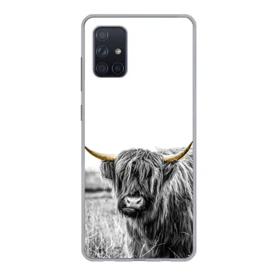 Produktbild von MuchoWow® Handyhülle Schutzhülle Hülle für Samsung Galaxy A51 Schottischer Highlander - Gold - Schwarz - Weiß Silikon Softcase Handy Hülle - Schutzabdeckung
