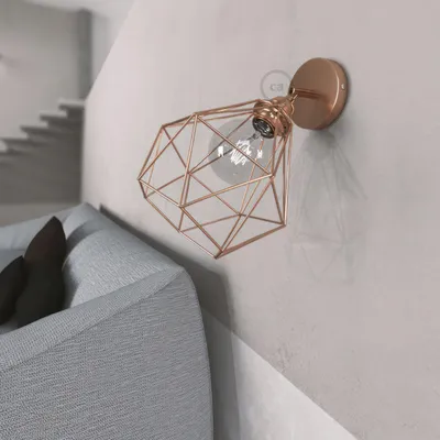 Immagine prodotto di Fermaluce Metallo 90° con paralume Diamond, lampada filomuro orientabile in metallo