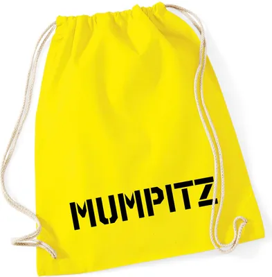 Produktbild von Huuraa Turnbeutel Mumpitz Schriftzug 12 Liter Yellow Baumwolle Rucksack Geschenkidee