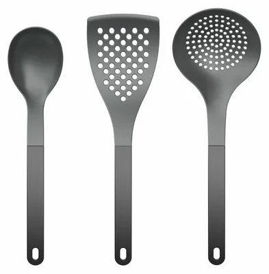 Produktbild von Rosti Küchenhelfer-Set New Optima 3-tlg., Kochlöffel, Pfannenwender, Nylon, Schwarz, 34592
