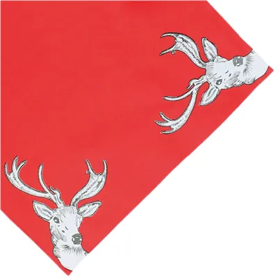 Tischdecke 85x85 cm, Hirsch-Stickerei, Weihnachten, rot