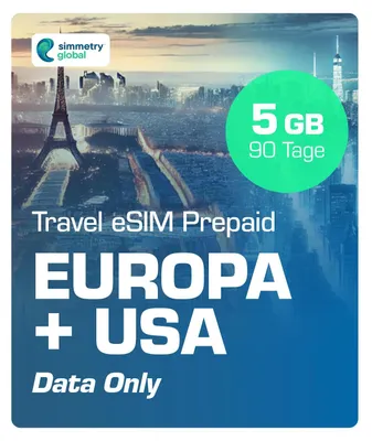 Produktbild von Simmetry Travel eSIM Europa & USA Prepaid Simkarte 4G/5G