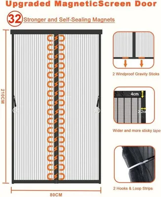 Productafbeelding van Famanu vliegenhor met magneetsluiting - 80 x 210 cm, handsfree insectenbescherming voor balkondeuren
