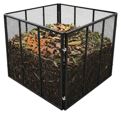 Obrázok produktu pre Kompostér Relaxdays z kovu, biokompostér do záhrady, rozmery: 80 x 100 x 100 cm, 800 litrov, kompostér na lístie s mriežkou, oceľ, čierny