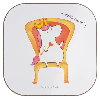 Produktbild von Mr. & Mrs. Panda Untersetzer für Gläser Einhorn Prinzessin - Weiß - Geschenk, gläseruntersetzer, Glas, Unicorn, Monat, Geburtstagsgeschenk, Coaster, Geburtstag