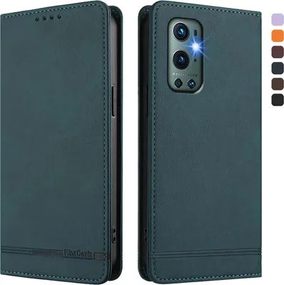 Produktbild von Hülle für OnePlus 9 Pro, Retro Kunstleder Ständer Klapphülle mit Kartenfächer und Magnetische Grün