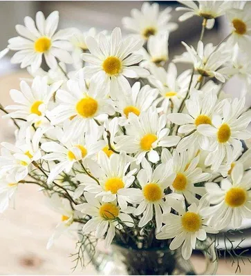 Produktbild von 10 x kunstige Madeliefje Dekorative Seiden Blumen Büschel Blumendekoration für Vase Hochzeitsdekoration Balkonhaus Garten weiß