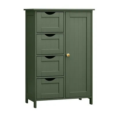 Produktbild von VASAGLE Badezimmerschrank, schmaler Badschrank, Beistellschrank, Kommode, mit 4 Schubladen, Schranktür, verstellbare Ablage