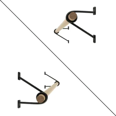 Immagine prodotto di Natural Goods Berlin GARD PRENZLBERG, supporto per appendiabiti, montaggio a parete, appendiabiti a parete, nero sabbia, 12 cm, asta rotonda in rovere 100 cm, 2 pezzi
