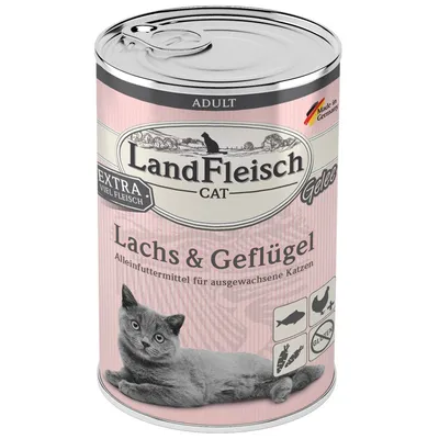 Produktbild von Landfleisch Cat Adult Gelee mit Lachs & Geflügel 400 g