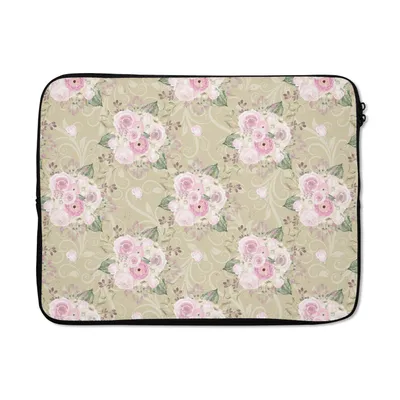 Produktbild von MuchoWow® Laptop Hülle 17 Zoll Laptoptasche Rose - Muster - Blumen - Zipper - Schutzabdeckung
