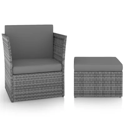 Image de Fauteuil avec tabouret pour le jardin Polyrattan Anthracite