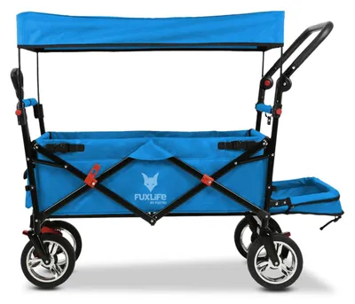 Obrázek produktu pro FUXLIFE by FUXTEC Skladací vozík FX-CT800 Komfort – tyrkysový | Přepravní vozík se sluneční stříškou |  Návlek na vnitřní prostor – tyrkysový