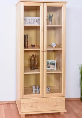 Produktbild von Büchervitrine, Vitrine - Kiefer Massivholz, Farbe: Natur